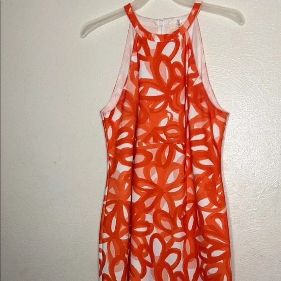Trina Turk Orange & White Painterly Floral Halter Dress - Picture 4 of 15